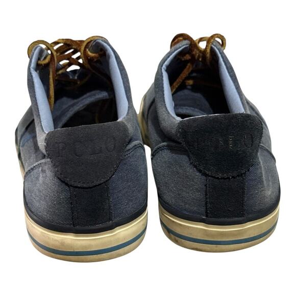 Polo Ralph Lauren Vaughn Washed Blue Canvas Sneakers Men's Size 10.5 Boat Shoes - Picture 5 of 8